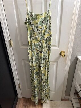Kori Light Green Floral Spaghetti-Strap Jumpsuit
